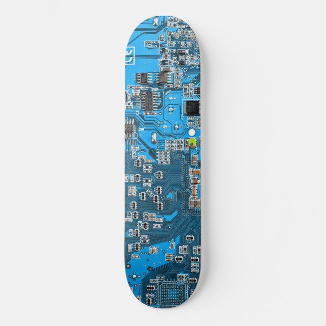 Datornörd Kretskort Blå Mini Skateboard Bräda 18,7 Cm (Framsida)