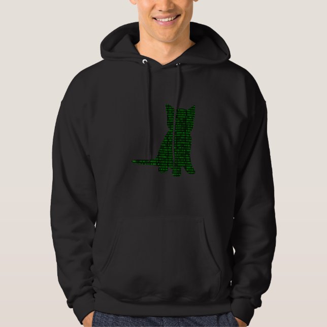 Datorns binära nummer Kat Programmer Coder Manar Hoodie (Framsida)