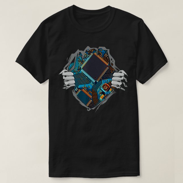 Datorns Ingenjör-maskinvara - CPU Chip-krets Mo T Shirt (Design framsida)