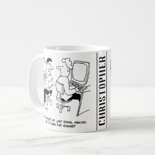 Datoroperatörens e-postmeddelanden som begär socke kaffemugg