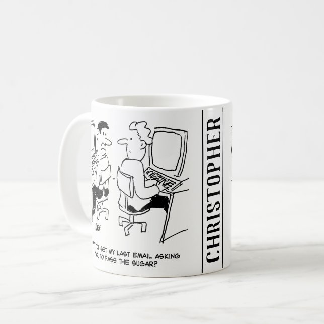 Datoroperatörens e-postmeddelanden som begär socke kaffemugg (Framsida vänster)