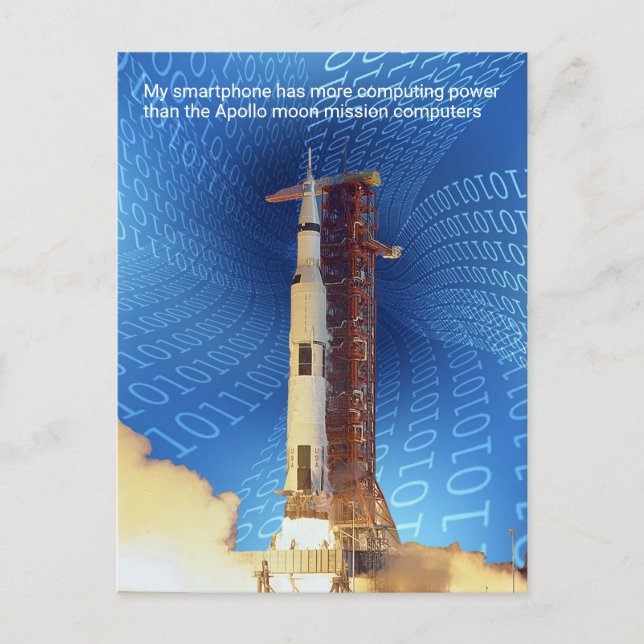 Datorprestanda hos Apollo 11 Vykort (Framsida)