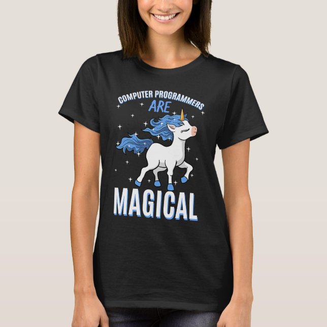 Datorprogram är Magic Unicorn Coder Pro T Shirt (Framsida)