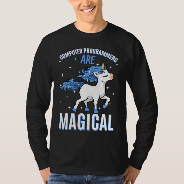 Datorprogram är Magic Unicorn Coder Pro T Shirt (Framsida)