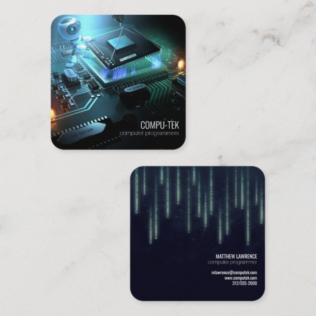 datorprogrammerare, affärskort fyrkantigt visitkort (Fram/baksida)