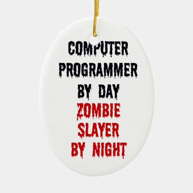 Datorprogrammerare efter dagsljus Zombie-skikt eft Julgransprydnad Keramik (Framsidan)