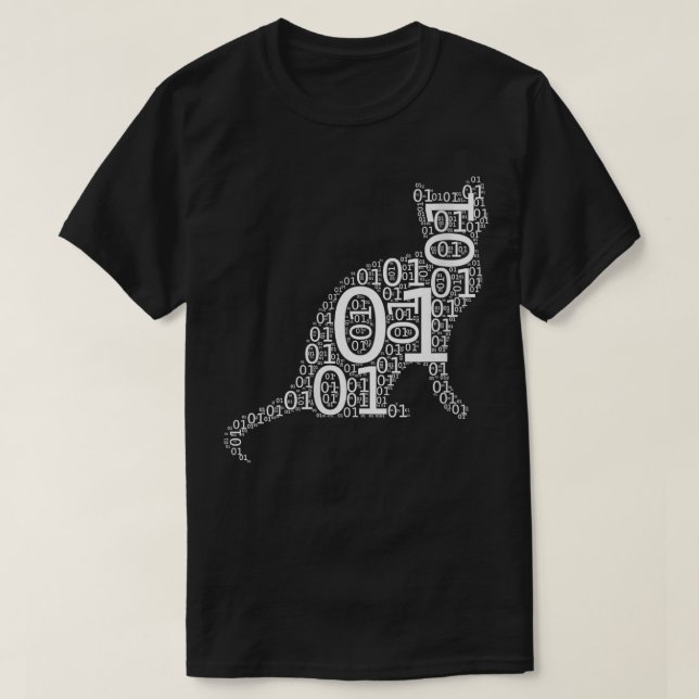 Datorprogrammerare för kvinnlig bekväm binär kattk t shirt (Design framsida)
