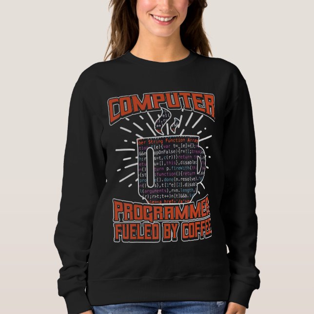 Datorprogrammerare som drivs med kaffe t shirt (Framsida)
