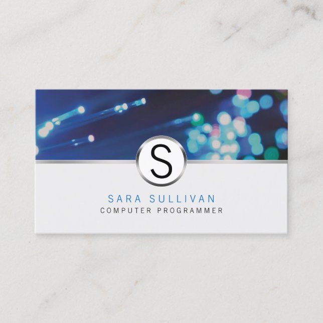 Datorprogrammerarens IT-kunskaper Fiber Optic Ljus Visitkort (Framsida)