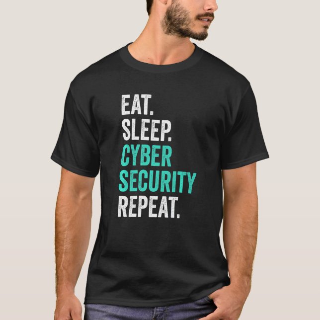 Datorprogrammering IT Nerd Eat-viloläge Cyber Secu T Shirt (Framsida)