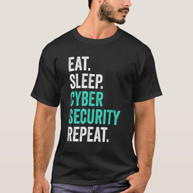Datorprogrammering IT Nerd Eat-viloläge Cyber Secu T Shirt (Framsida)
