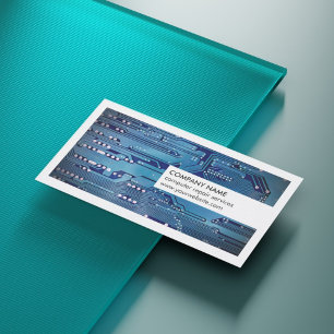 Datorreparation i Modern White Blue Circuit Board Visitkort