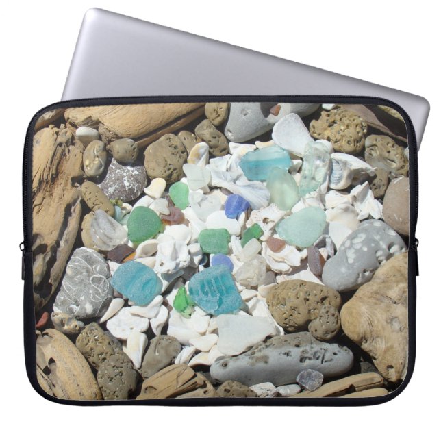 Datorskalskydd kvalitet Beach Sea Glass Fossiler Laptop Sleeve (Framsidan)