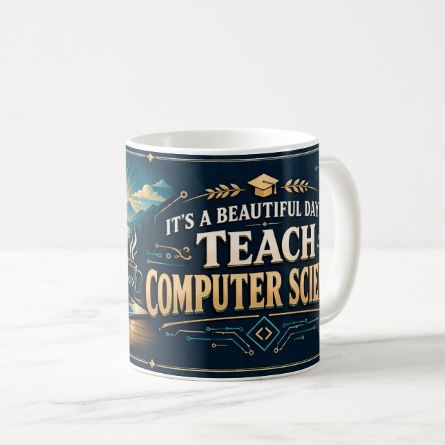Datorslärare Mugg, Vacker Dag Present Kaffemugg (Framsida höger)