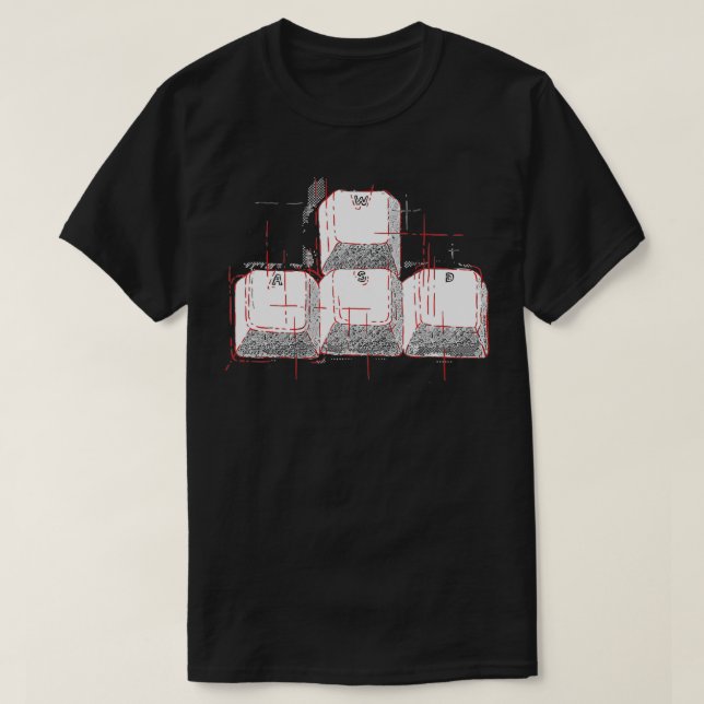 Datorspel i WASD Nycklar - PC Gamer T Shirt (Design framsida)