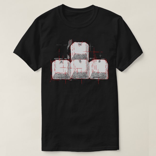 Datorspel i WASD Nycklar T Shirt (Design framsida)
