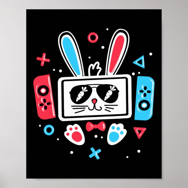 Datorspel Påskharen Spelkontroll Gamer Pojke Poster (Framsidan)