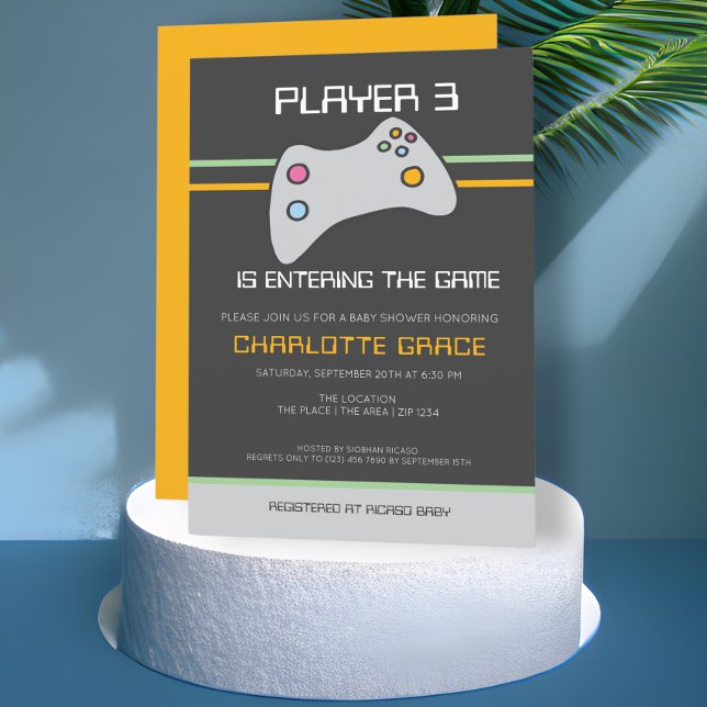 Datorspelaren har blivit babyvisningsprogram inbjudningar (Skapare uppladdad)