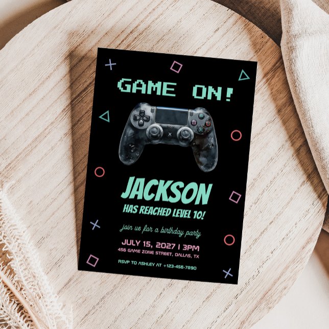 Datorspels-födelsedagsfest Inbjudningar (Skapare uppladdad)
