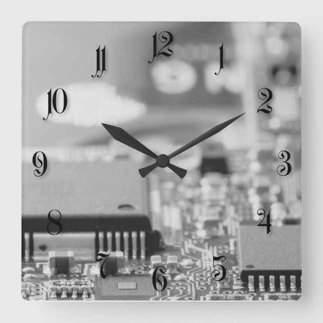 Datorstängning i chip fyrkantig klocka (Framsida)