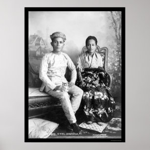 Datto Mandi och Hans fru i Filippinerna 1903 Poster