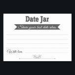 Datum Burk Ideas Bröllopskort Bord-kort - Grått Bordsnummer<br><div class="desc">Den här snyggten Datum Burk-kort blir perfekten till ditt bröllopsmottagning eller din möhippa. Den här utformningen har en kombination av grått och vitt typsnitt,  med en grått-banderoll och en hjärtaccent på grund. Kortet har plats för gästerna att lämna sina bästa giftermål-datumidéer och namn.</div>