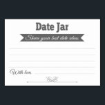 Datum Burk Ideas Bröllopskort Bord-kort - Grått Bordsnummer<br><div class="desc">Den här snyggten Datum Burk-kort blir perfekten till ditt bröllopsmottagning eller din möhippa. Den här utformningen har en kombination av grått och vitt typsnitt,  med en grått-banderoll och en hjärtaccent på grund. Kortet har plats för gästerna att lämna sina bästa giftermål-datumidéer och namn.</div>