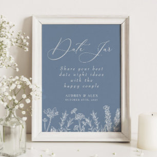 Datum Burken Blåsippa Wildflower Bröllopsdusch Poster