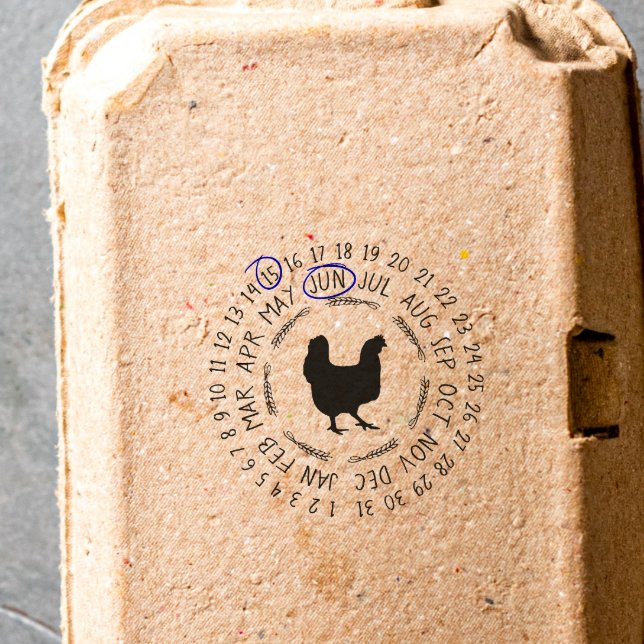 Datum då äggen lades i gummiboxen Frimärke Stämpel (Skapare uppladdad)