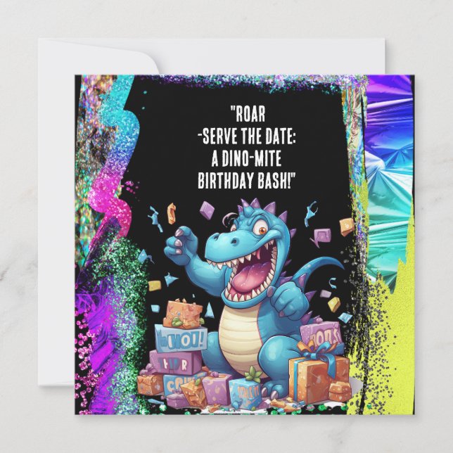 " datum: ett Dino-Mite-födelsedagsutslag!" Spara Datumet (Framsida)