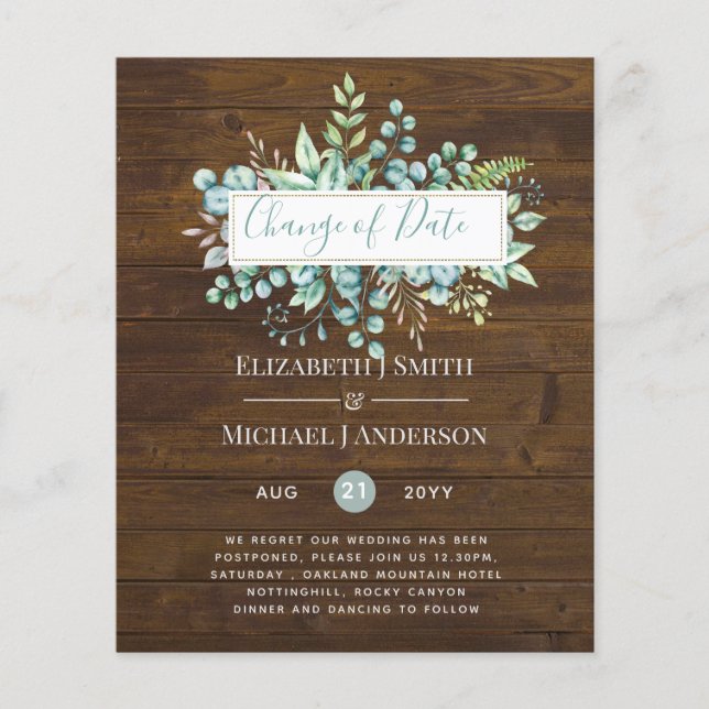 Datum för ändring av planer Rustik trä grönska eve (Framsida)