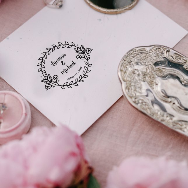 Datum för den moderna Blommigten Bröllop Stämpel (Skapare uppladdad)