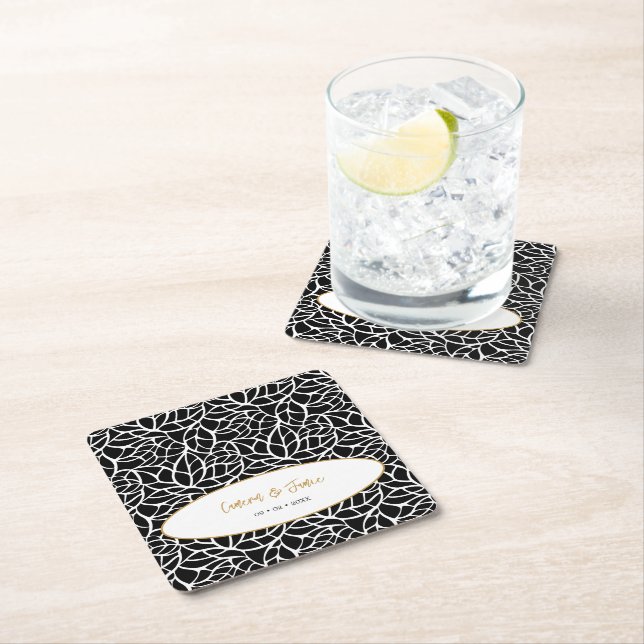 Datum för det moderna botaniska Löv Mönster Namn Underlägg Papper Kvadrat (Insitu)