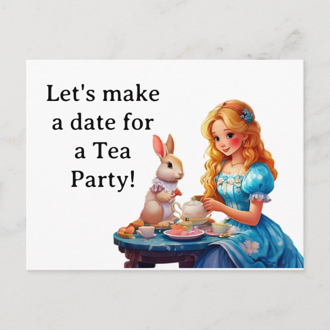 Datum för ett tea-Party Vykort (Framsida)