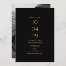 Datum för minimalistiskt svartvitt och Guld-foto-B