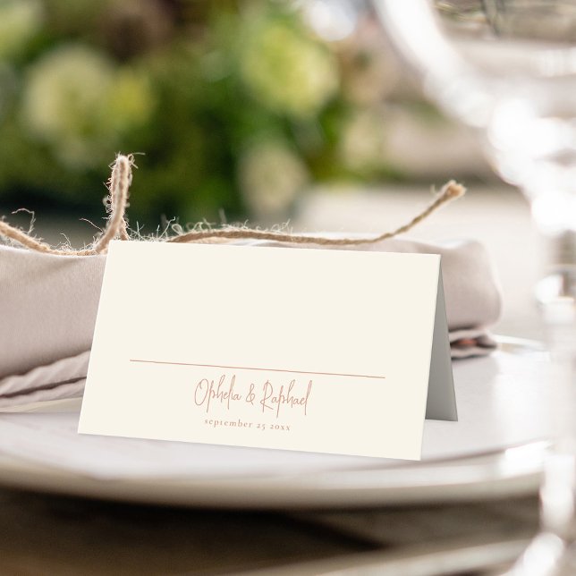 Datum för minsta Namn-fotokream Bröllop Placeringskort (Name card cream with optional custom photo on the back)