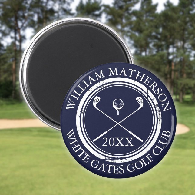 Datum för Namn och Klubb Namn Magnet (Navy Blue Name And Club Name Date Magnet)