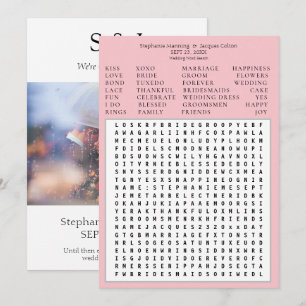 Datum för Spara av sökning i Modern Chic Rosa Ord Inbjudningar