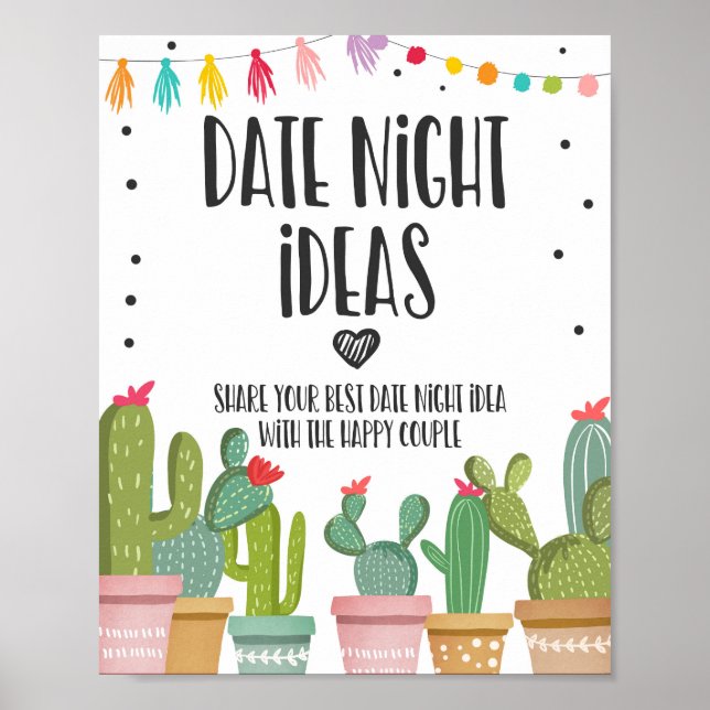 Datum idéer för kvällsaktiviteter Cactus Fiesta Bo Poster (Framsidan)