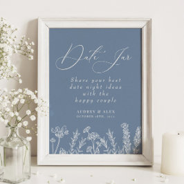 Datum Jar Blågröna Vildblomma Bröllopsdusch Poster