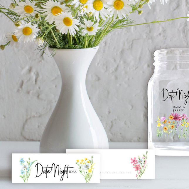 Datum Nattkväll Idea Wildblomme Meadow Pastel Blom Litet Visitkort (Date Night idea cards from my Wildflower Meadow collection (date night jar available separately))