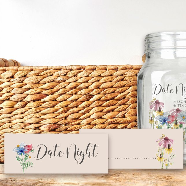 Datum: Tisdag för jodrosblomma botaniskt kort (Date Night cards for guests to fill in for your bridal shower - from my Wildflower Charm collection)