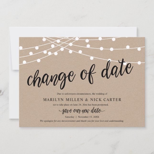 Datumändring, Strängljus, Annortiakort Inbjudningar (Framsida)