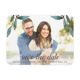 Datumbesparing för botaniska bliss Bröllop-foto Magnet