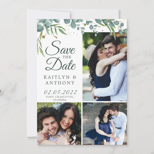 Datumbesparing för botaniskt grönt Guld 7-foto Spara Datumet (Framsida)