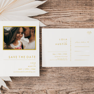 Datumbesparing för det moderna, minimalistiska Gul Inbjudan Vykort