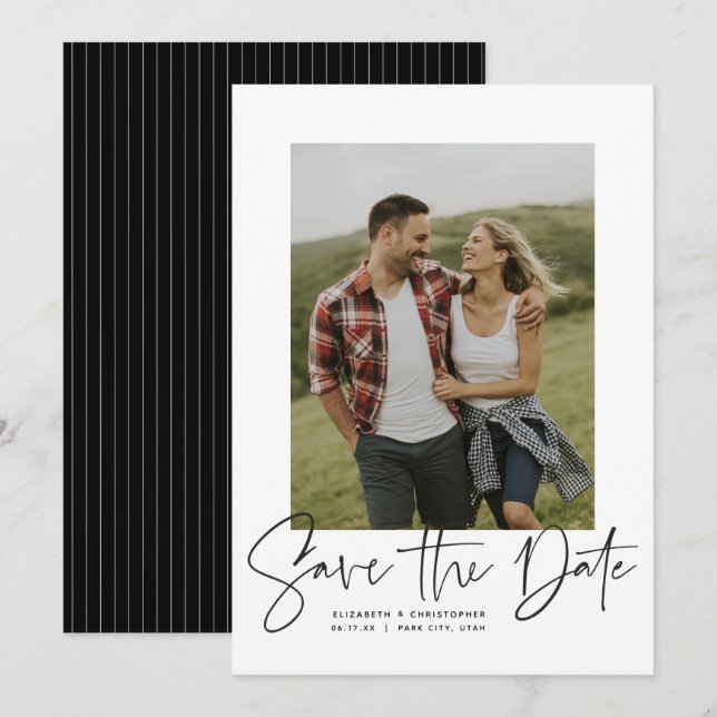 Datumet sparas i det moderna skriptfotot som spara (Fram/baksida)