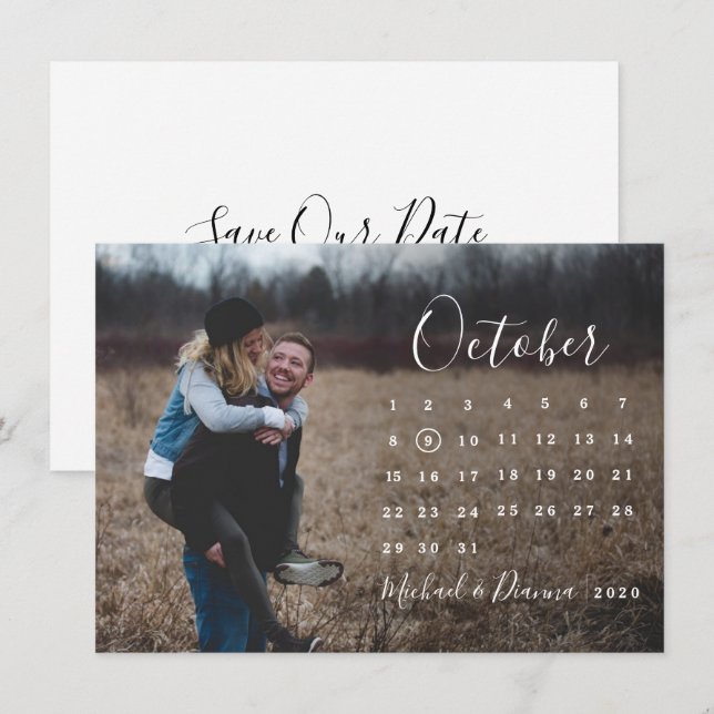 Datumet sparas i kalenderfotoskriptet inbjudningar (Fram/baksida)