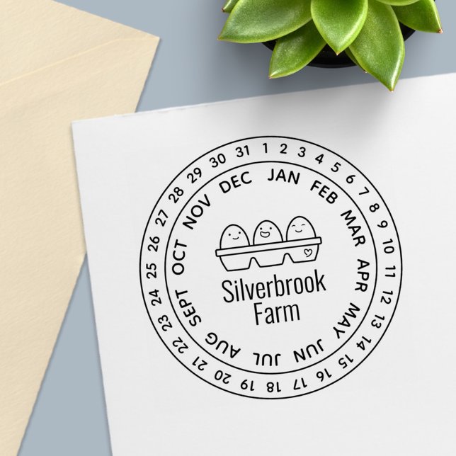 Datumhjul för färsk gårdsägg självfärgande stämpel (Skapare uppladdad)