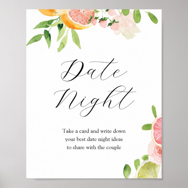 Datumkvällsidéer Bröllopsduschskylt Poster (Framsidan)